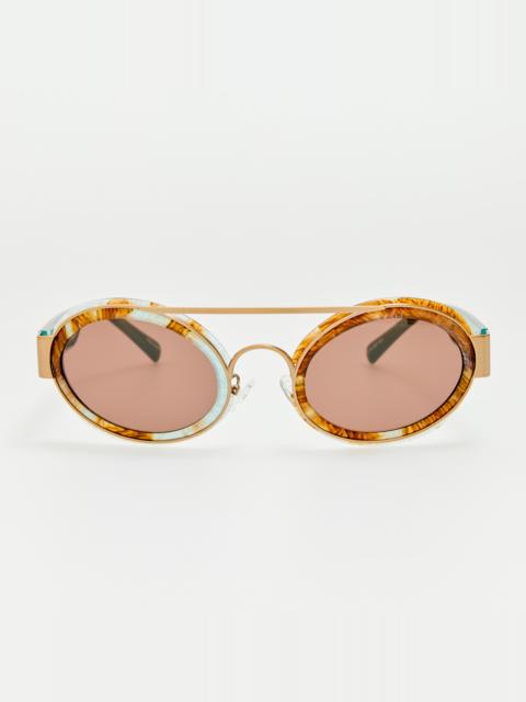 LINDA FARROW Cat Eye Sunglasses in Marble