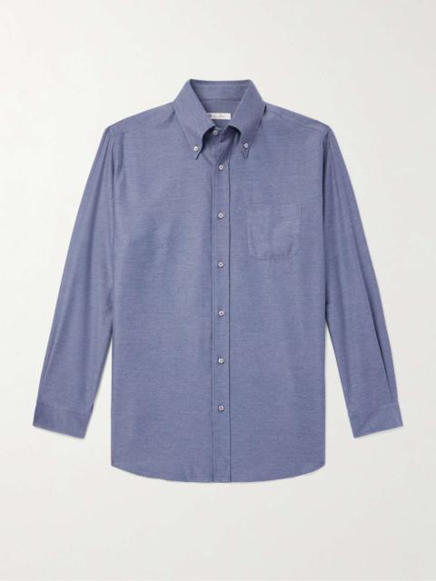 Loro Piana Button-Down Collar Cotton and Cashmere-Blend Denim Shirt