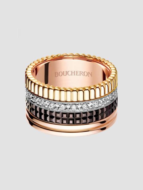 Boucheron Women's Quatre Classique L Tri-Tone 18K Gold, Brown PVD & 0.49 TCW Diamond Ring - Pink