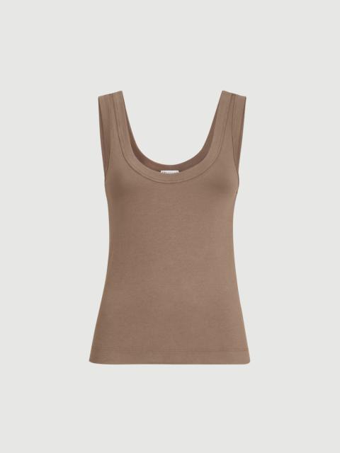 Brunello Cucinelli Stretch cotton ribbed jersey top with monili