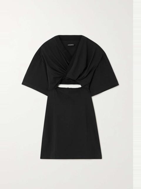 JACQUEMUS Bahia twist-front cutout cotton-twill mini dress