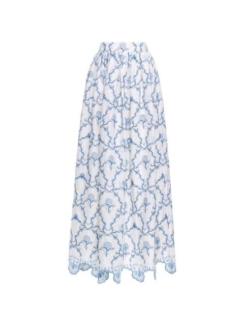 Agua by Agua Bendita Tangelo Floritura maxi skirt