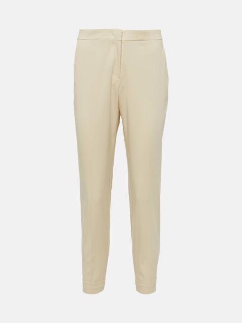 High-rise cotton-blend tapered pants