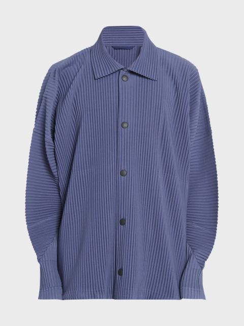 ISSEY MIYAKE Men's Pleated Snap-Front Overshirt
