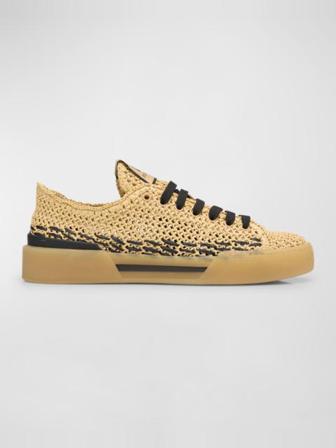 Men's New Roma Macrame Raffia Low-Top Sneakers