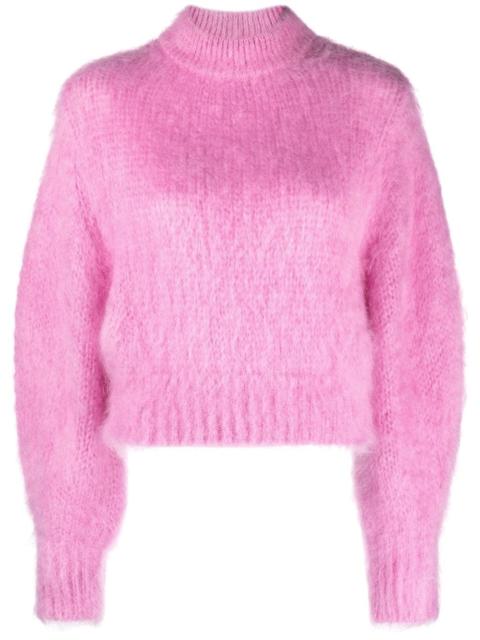 balloon-sleeve mohair-blend jumper