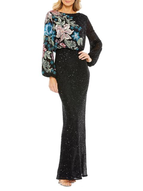 MAC DUGGAL Women's Floral Emellished Gown - Black Multi