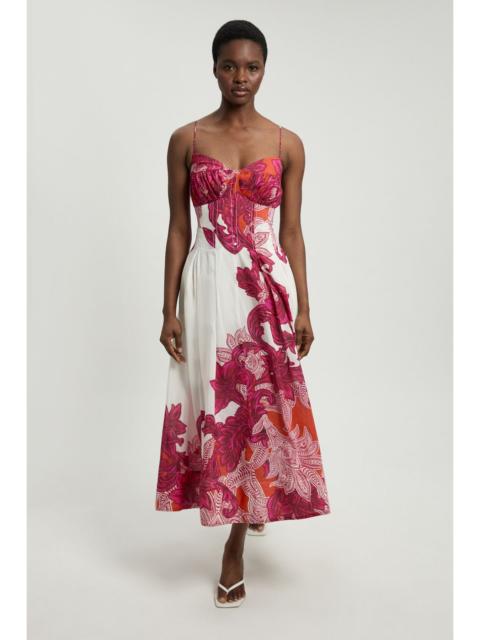KAREN MILLEN Baroque Silk Cotton Strappy Midi Dress