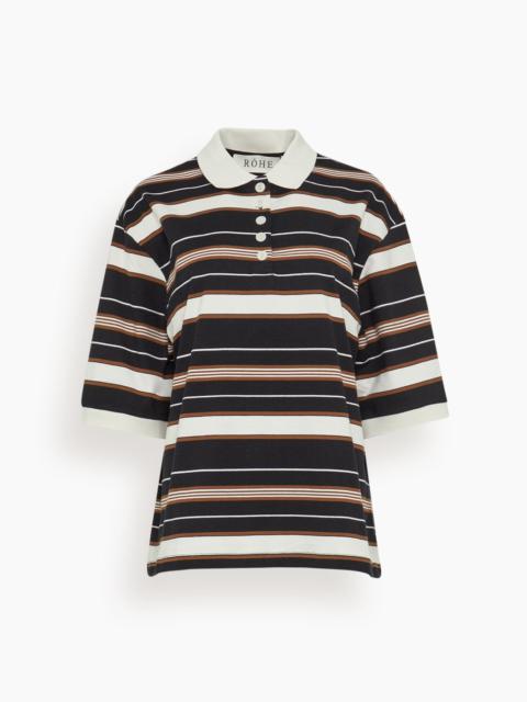 RÓHE Striped Oversized Polo in Block Stripe