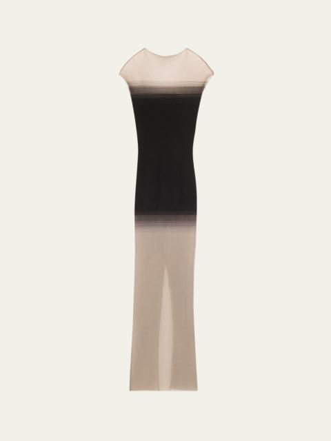 GRACE LING Long Sheer Censor Degrade Knit Dress