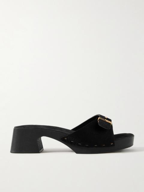 KHAITE Britt Buckled Calf Hair Mules