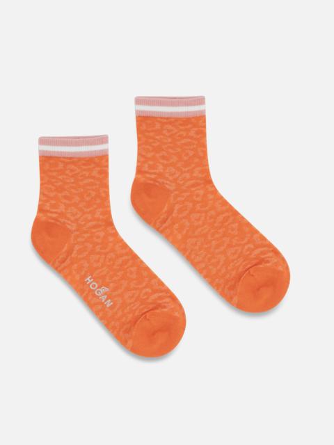 HOGAN Animal Print Socks Orange