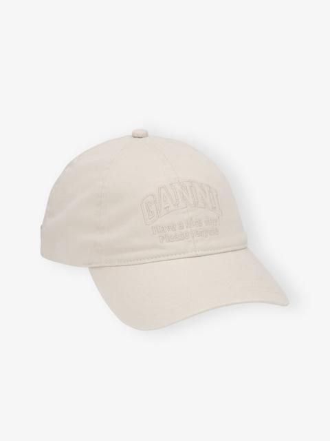 GANNI BEIGE EMBROIDERED LOGO CAP