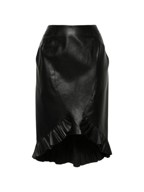 ruffled leather pencil skirt