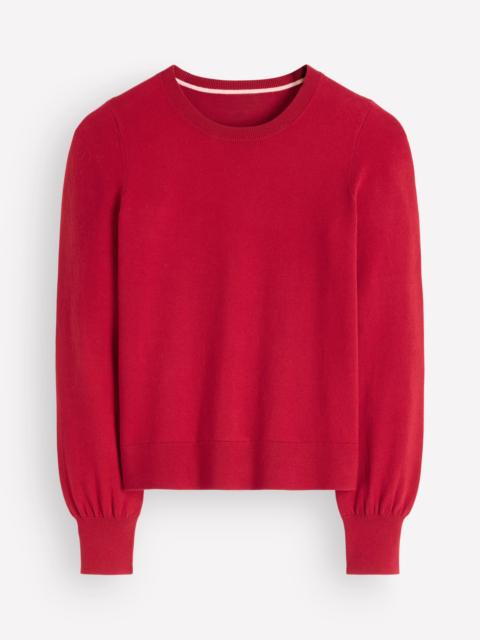 BODEN Camilla Cotton Crew Sweater-Crimson Red