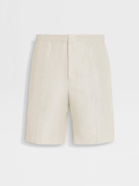 ZEGNA OFF WHITE OASI LINO BERMUDA SHORTS