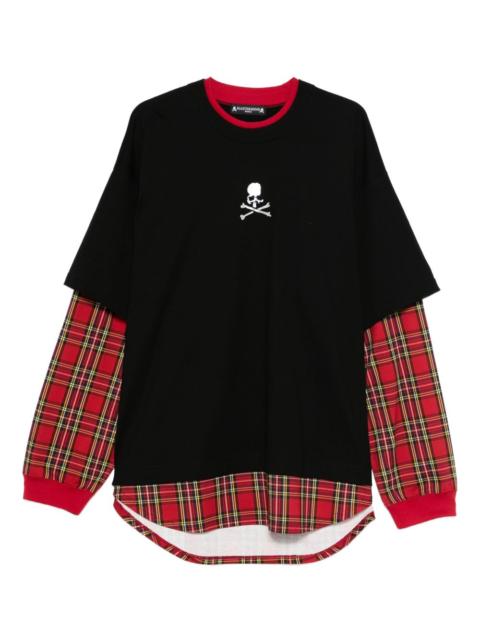 mastermind JAPAN plaid layered long-sleeve T-shirt