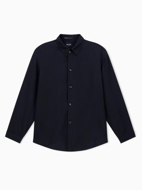GIORGIO ARMANI CHEVRON VISCOSE TWILL SHIRT JACKET
