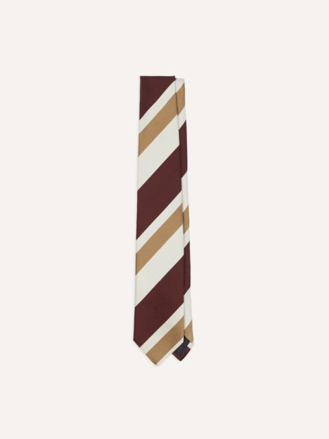 Drake's Red and Cream Broad Stripe Silk Tipped Tie