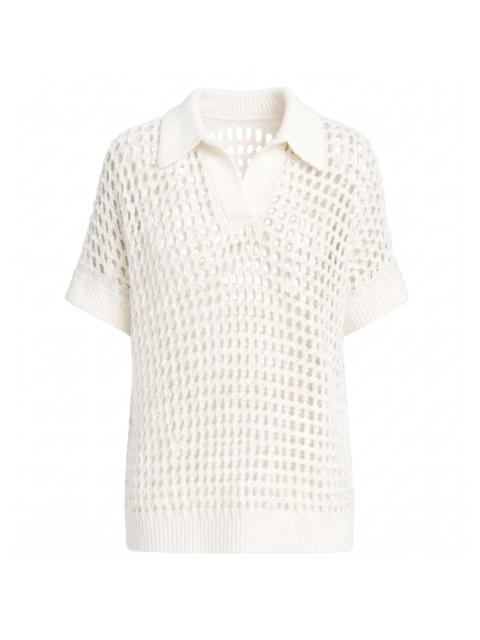 TWP Women's Supersized Linen-Silk Polo Top - Ivory