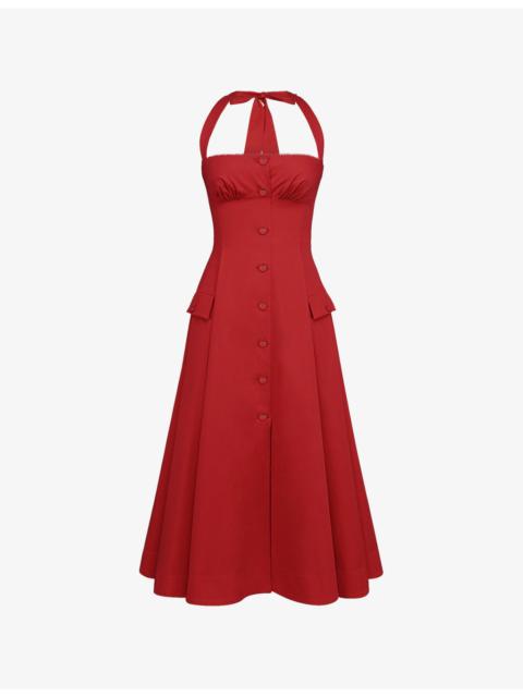 House of CB Claudia Halterneck Stretch-Cotton Midi Dress