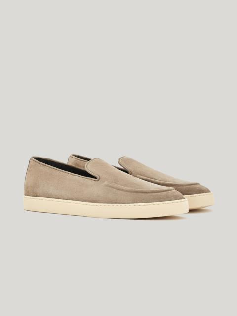 Canali BROWN SUEDE LOAFERS WITH RUBBER SOLE