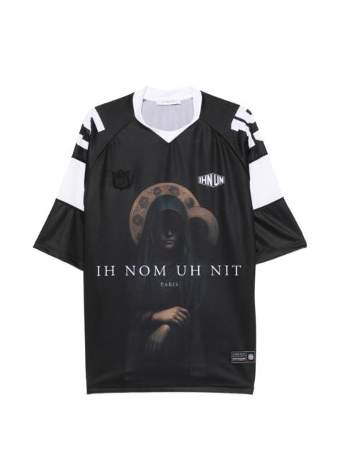 ih nom uh nit Holy Mary graphic T-shirt