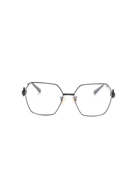 logo-plaque geometric-frame glasses