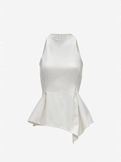 MAGDA BUTRYM Asymmetric sleeveless denim top in cream