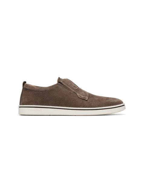 FERRAGAMO Taupe Derby Slip-On Sneakers