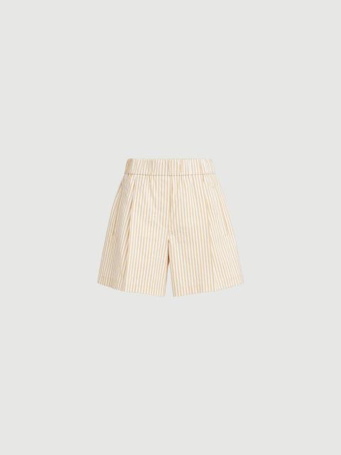 Brunello Cucinelli Techno cotton striped seersucker shorts with monili