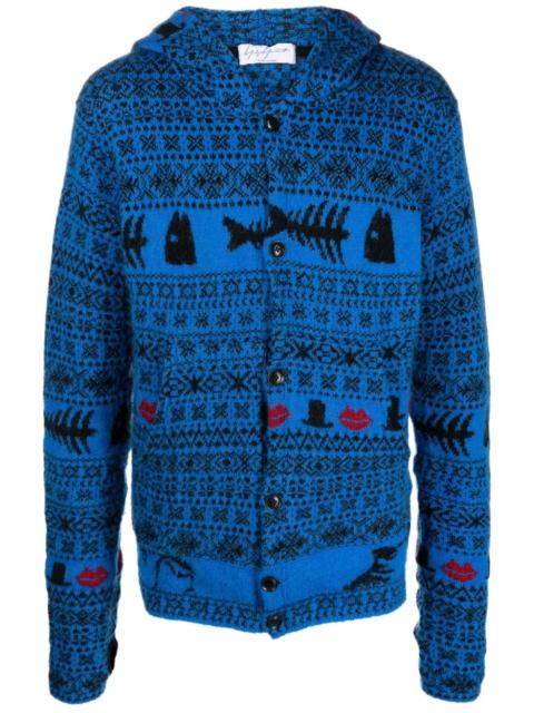 fair-isle hooded cardigan