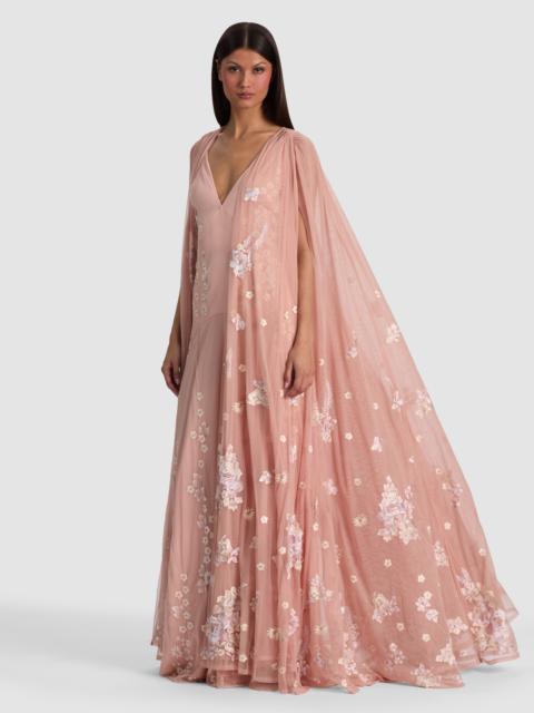 Alice + Olivia AZRIELLA EMBROIDERED MAXI GOWN CAPE