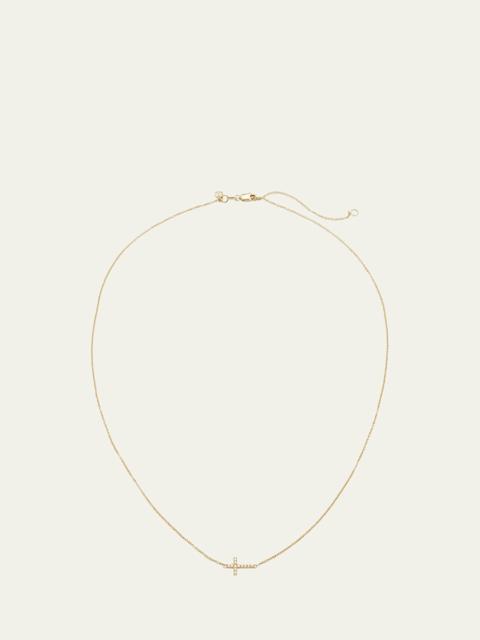 SYDNEY EVAN Small Gold Pave Diamond Cross Necklace