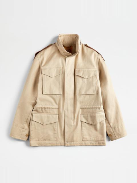 Tod's FIELD JACKET WITH LEATHER INSERTS - BEIGE