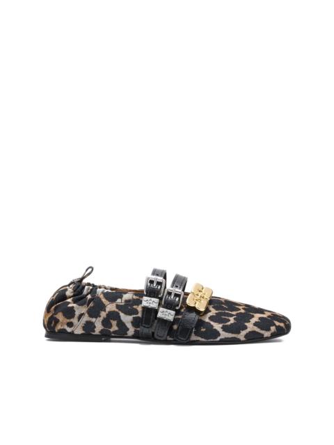 leopard-print buckle ballet flats