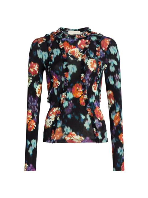 ULLA JOHNSON Women's Clover Floral Seamed Top - Nocturne