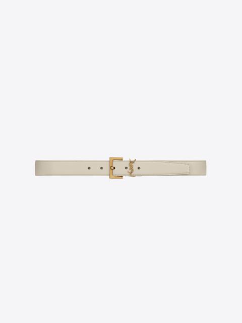 SAINT LAURENT monogramme belt with square buckle in shiny box saint laurent leather