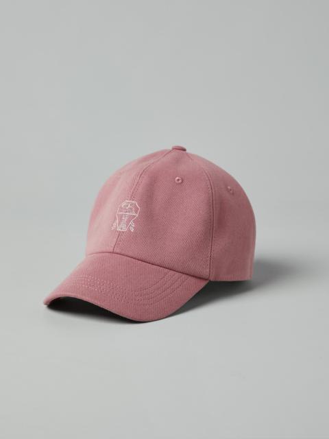 Garment-dyed lightweight denim baseball cap with embroidered logo