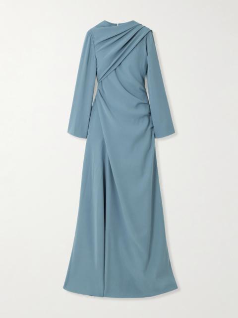 MARMAR HALIM Draped Scarf-detailed Wrap-effect Silk-crepe Gown