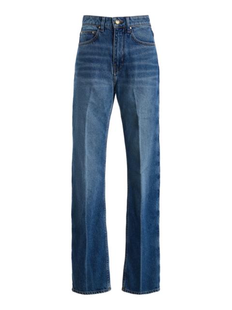 OSSOU Noon Rigid High-Rise Straight-Leg Jeans dark wash