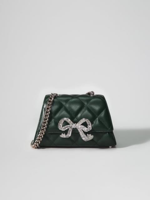 self-portrait Green Quilted Shoulder Mini Bow Bag
