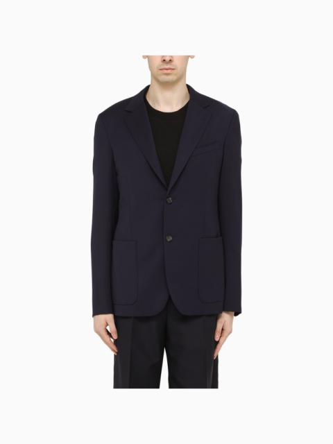 Blue wool single-breasted jacket