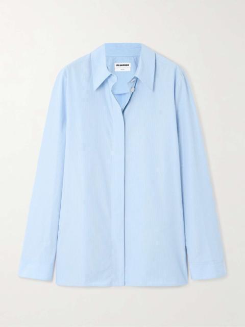 Jil Sander Monday embroidered striped cotton-poplin shirt