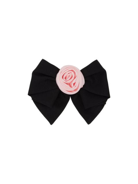 SANDY LIANG Black & Pink Corsage Bow Hair Clip