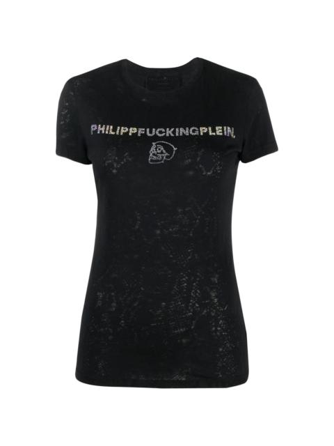 PHILIPP PLEIN rhinestone-embellished cotton  T-shirt
