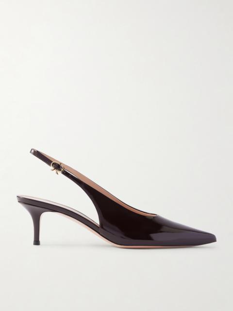 Gianvito Rossi Robbie 55 Polished-leather Slingback Pumps