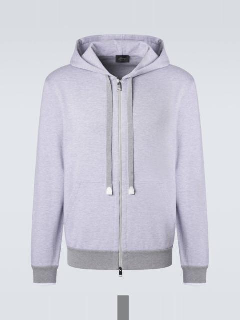Brioni Cotton-blend zip-up hoodie