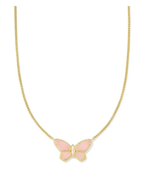KENDRA SCOTT Dolly Parton x Kendra Scott Gold Butterfly Short Pendant Necklace in Light Pink Drusy