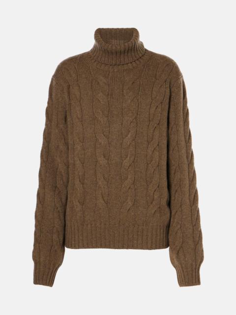 Napier cable-knit cashmere turtleneck sweater